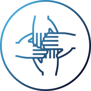 Icon of hands in a symbol of collaboration